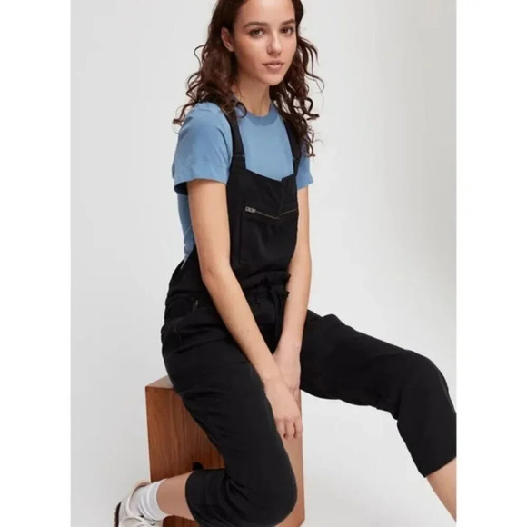 Aritzia Wilfred Free Valletta Cropped Twill Overalls Black Size Small - Picture 4 of 9